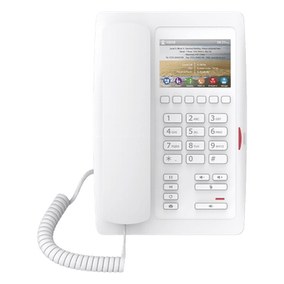 Teléfono IP para Hotelería / Pantalla LCD 3.5" / 6 Teclas Programables / PoE 802.3af / Dual Ethernet 10/100 Mbps / Modo Puente PC H5W FANVIL