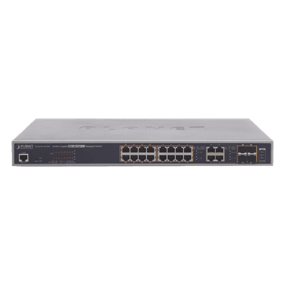 Switch administrable L2 / 16 puertos Gigabit Ultra PoE 60W / 4 puertos Combo TP/SFP / Presupuesto PoE 400W / Dual Stack IPv6/IPv4