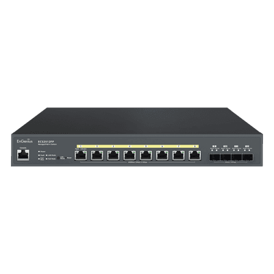 Switch PoE ++ Administrable en Nube Capa 2 de 8 puertos PoE de 2.5 Gbps, Hasta 240 W, 4 puertos de SFP ECS2512FP ENGENIUS