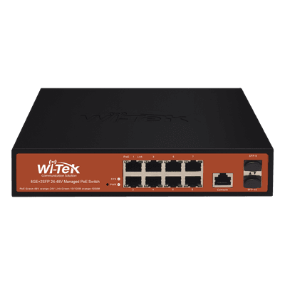Switch Administrable PoE / 8 Puertos Gigabit / 2 SFP / 150W / 20Gbps / 6kV Protección Rayos / Fanless / -10 a 55°C / 0.71 x 0.46 x 0.18 pies WI-PMS310GF-ALIEN WI-TEK