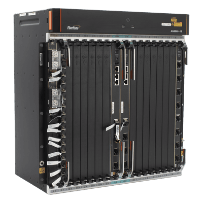 OLT Carrier Class Modular / 14 Ranuras de Servicio / 240 Puertos GPON / Switching 6.8 Tbps / Fuente Redundante -48Vdc / 11 UR AN6000-15 FIBERHOME
