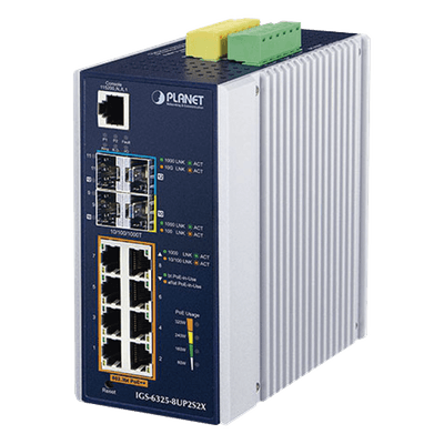 Switch Industrial Capa 3 / 8 Puertos Gigabit PoE++ 95W / 2 SFP 1G/2.5G / 2 SFP+ 10G / Administrable IGS-6325-8UP2S2X PLANET