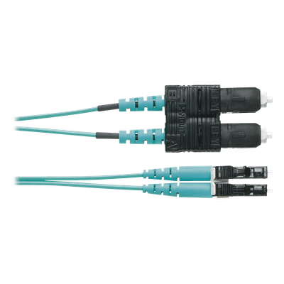 Jumper de Fibra Óptica / Multimodo OM3 50/125 / LC-SC Dúplex / OFNR Riser / Aqua / 1 m (3.28 ft)