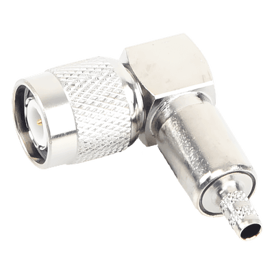 Conector RF TNC Macho / Ángulo Recto / Ensamblaje Anillo Plegable / Bronce Niquelado / Contacto Oro / Dieléctrico Teflón RFT-1218 RF INDUSTRIES,LTD