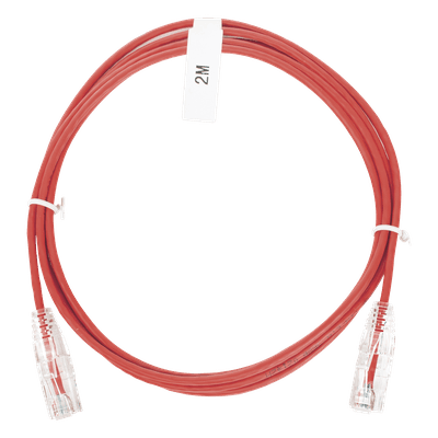 Cable de Parcheo Slim UTP Cat6 / 2 m (6.56 ft) / 28 AWG / RJ45 Chapado en Oro / Rojo LP-UT6-200-RD-28 LINKEDPRO BY EPCOM