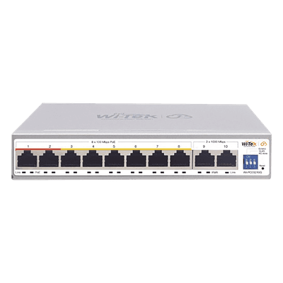 Switch PoE No administrable / Gestión Cloud / PoE de Largo Alcance Hasta 250m / 8 Puertos PoE 10/100Mbps (Puerto 1 Hasta 60W, Puertos 2 al 8 Hasta 30W) + 2 Puertos Gigabit Uplink / Presupuesto 120 W / Plug and Play WI-PS210G WI-TEK