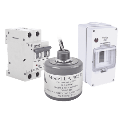 Kit de Centro de Carga AC / 400 Vca / 32 A / 2 Polos / Supresor de Picos / 5 ns / Sistemas Fotovoltaicos PL32ACA EPCOM POWERLINE