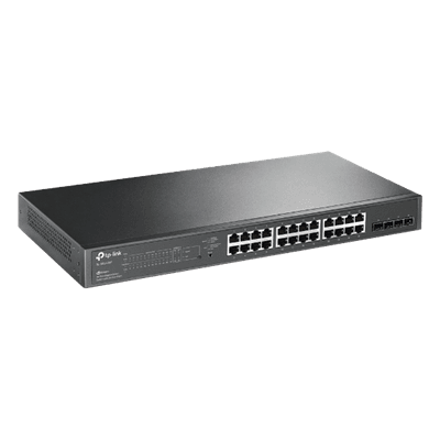 Switch PoE+ Administrable / 24 Puertos Gigabit / 4 Ranuras SFP / 250W PoE Total / SDN Cloud / Enrutamiento Estático