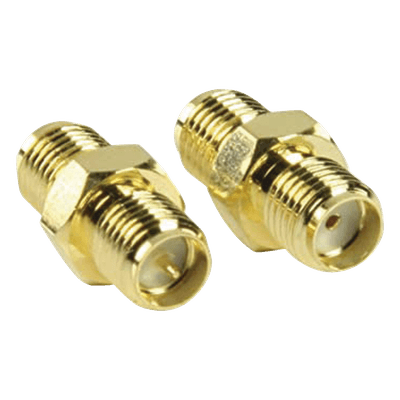Adaptador Coaxial en Línea / SMA Hembra Inverso a SMA Hembra / Cuerpo Bronce Chapado en Oro / Aislante Teflón TT-COU-SMA-RPF-SF EPCOM TITANIUM