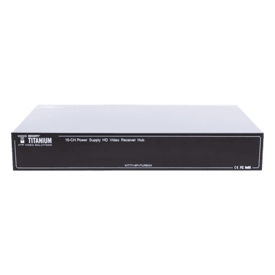 (SOLO RECEPTOR) TRANSCEPTOR ACTIVO DE 16 CANALES / VIDEO+PODER en un solo Cable UTP / 150 metros en 4K, 200 metros en 5 MP/ Envía 36 Vcc y Recibe 12 Vcc / TODO INCLUIDO PARA RACK / HD-TVI/CVI/AHD/CVBS / SIN RUIDO / INSTALACIÓN LIMPIA. KIT-TT16PVTURBOX-RX EPCOM TITANIUM