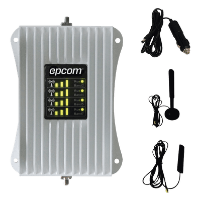 KIT de Amplificador de Señal Celular Para Vehículo/ Soporta y Mejora la Señal Celular 4.5G, 4G LTE/ Múltiples Operadores, usuarios y dispositivos/ Ideal para Vehículo tipo Camioneta, Pick up o Sedán. EP-AM23-4G EPCOM