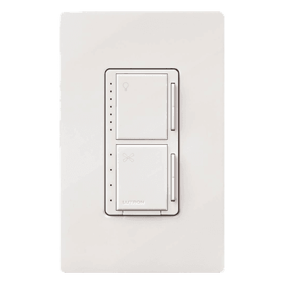 Control dual ventilador y atenuador Maestro LED+ / 1.5 A, 4 velocidades / 75 W LED o 250 W inc-hal / 120 V / unipolar / sin neutro MACL-LFQ-WH LUTRON ELECTRONICS