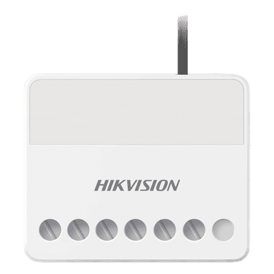 Relevador Inalámbrico / 1 Entrada Alarma 24 h / 1 Salida 0-36 Vcc 5 A / 433 MHz Bidireccional / AES-128 / LED de Estado DS-PM1-O1L-WB HIKVISION