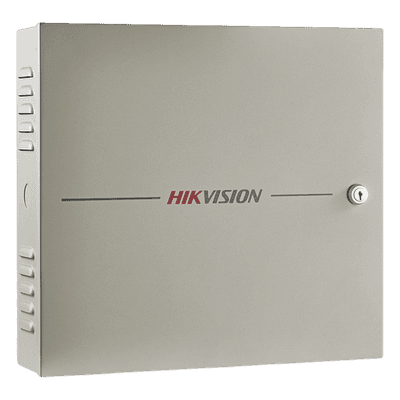 Controlador de Acceso / 4 Puertas / 8 Lectores Huella y Tarjeta / 100,000 Tarjetas / 300,000 Eventos / TCP-IP / Integración Video / Gabinete con Fuente 12V DC 8A DS-K2604T HIKVISION