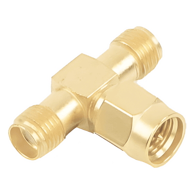 Adaptador RF en T / SMA Macho a Doble SMA Hembra / Recubrimiento de Oro / Aislante de Teflón RSA-3400-1 RF INDUSTRIES,LTD