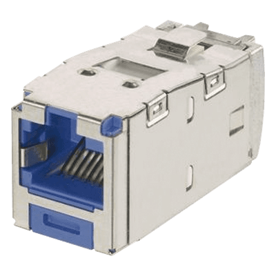 Jack RJ45 Blindado / Categoría 6A / 8P8C / Terminación sin Impacto / PoE 100W / Azul