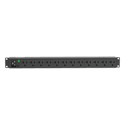 PDU Básico para Rack / 12 Contactos NEMA 5-20R / Entrada NEMA L5-20P / 20 Amp / 120 Vca / Montaje Horizontal 1UR / Cable 3 m (9.8 ft)