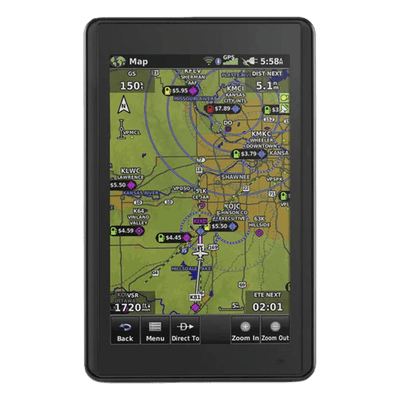 Navegador portátil aéreo / Pantalla táctil 5' / Visión 3D / Receptor SBAS/WAAS/GLONASS / Tráfico aéreo en tiempo real / 4 horas batería / 0.245 kg 10-01518-00 GARMIN