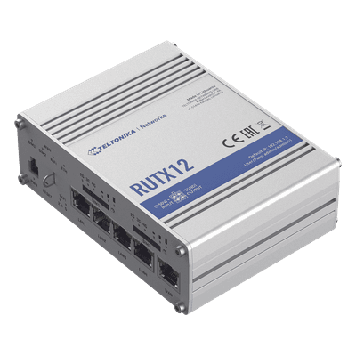 Router Industrial Dual LTE Cat 6 / 600 Mbps / 5 Puertos Gigabit / WiFi 5 Doble Banda / Doble SIM / GNSS / PoE / -40°F a 167°F RUTX12 TELTONIKA