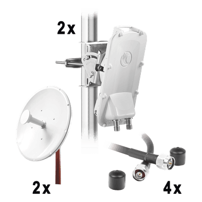 Enlace Backhaul completo de alta capacidad, incluye: 2x PTP550CE, 2x NP2GEN2 (34 dBi), 4x Jumpers PTP550-KIT34 CAMBIUM NETWORKS