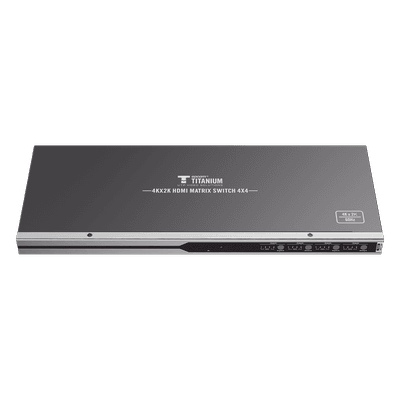 MATRICIAL 4 x 4 / 4 Entradas y 4 Salidas en HDMI / 4K × 2K @ 60Hz / 18Gbps / HDMI 2.0 / HDCP 2.2 / 3D / Conmutación por Botón, RS232 o Control Remoto / IDEAL PARA CENTROS DE MONITOREO, COMPARACION Y ANALISIS. TT-414-V2.0 EPCOM TITANIUM