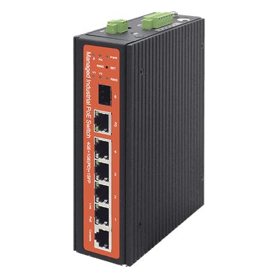 Switch Industrial PoE / 4 Puertos Gigabit / PoE Pasivo 24V / 802.3af/at/bt 60W / SFP / -40°C a 80°C / 6kV / Riel DIN WI-PMS305GF-I WI-TEK