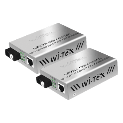 Convertidor de Medios / Alcance 20 km / 1 Puerto SC/UPC 1000 Mbps / 1 Puerto RJ45 1000 Mbps / Longitud de Onda Tx 1310nm Rx 1550nm / Par A y B WIMC101G WI-TEK