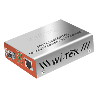 Convertidor de Medios PoE / RJ45 Gigabit 802.3af/at / SFP 1G / Alcance PoE 100 m (328.1 ft) / Fibra 25 km WI-MC-111GP WI-TEK