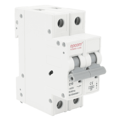 Interruptor Térmico 2P / 10 A / 415 Vca / 6.10 kA / IP20 / Riel DIN / Fotovoltaico AC FE7632PC10 EPCOM POWERLINE