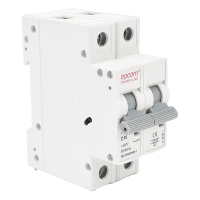Protección Térmica 2P, 16 A, Corriente Alterna 400 Vca para Aplicación Fotovoltaica Montaje Riel DIN FE7632PC16 EPCOM POWERLINE