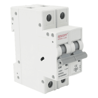 Protección Térmica 2P, 40A, Corriente Alterna 400 Vca para Aplicación Fotovoltaica Montaje Riel DIN FE7632PC40 EPCOM POWERLINE
