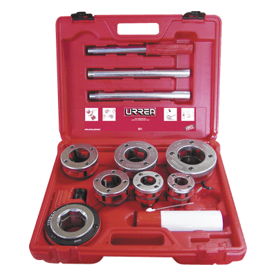 Juego de Tarraja para Tubo / 9 Piezas / Rosca Derecha NPT 1/2" a 2" / Portafolio Plástico Rígido / Incluye Aceite Lubricante SYS-851 URREA