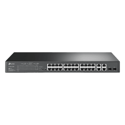 Switch PoE+ Administrable / 24 Puertos 10/100 Mbps / 4 Puertos Gigabit / 2 SFP Combo / 250W / SDN / 12.8 Gbps