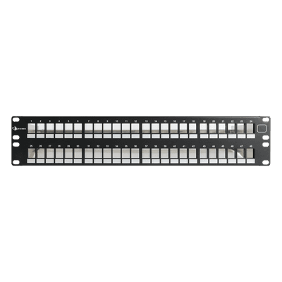 Patch Panel / 48 Puertos Keystone UTP / Plano 2UR / Acero 18 Gauge / 19.00 x 3.50 x 5.96 in KPNL-F2-48-01S SIEMON