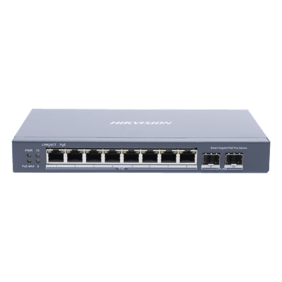 Switch Administrable PoE+ / 8 Puertos Gigabit / 2 SFP / Extensión 300 m (984.3 ft) / 110 W / Gestión en la Nube DS-3E1510P-SI HIKVISION