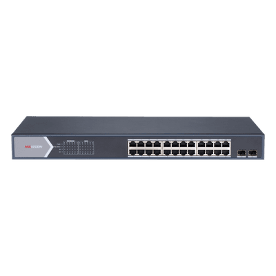 Switch PoE+ Administrable / 24 Puertos Gigabit / 2 Puertos SFP / PoE Extendido 250 m (820.2 ft) / 370 W / 56 Gbps DS-3E1526P-SI HIKVISION