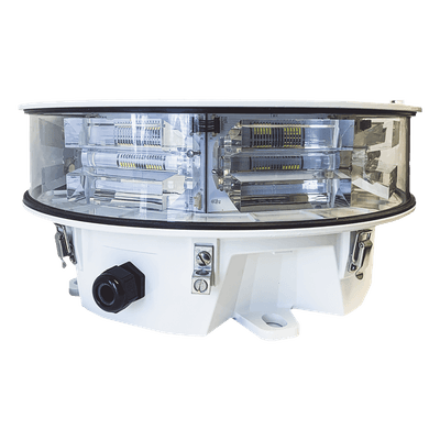 Baliza LED de Obstáculos Intensidad Media / 20,000 cd Blanco / 360° Horizontal / IR 246 mW/sr / IP66 NEMA 4 / AC / 656 ft Cobertura WHITESTAR TWR
