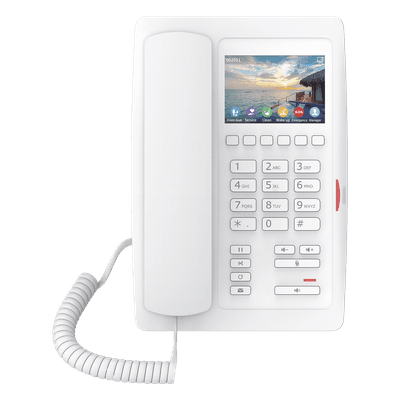 Teléfono IP WiFi para Hotelería / Pantalla LCD 3.5" Color / 6 Teclas Programables Hotline / PoE 802.3af / WiFi 2.4GHz / Audio HD Opus / Decodificación Video H.264 1080p H5WW FANVIL