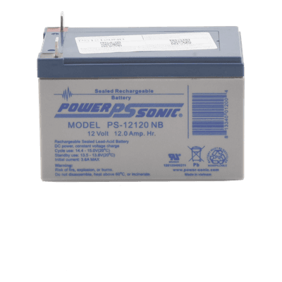 Batería 12V Recargable, 12AH, Para Respaldo, Tecnologías AGM/VRLA, 5 Años Vida Útil, Terminales tipo NB, Reconocida UL , Sin Mantenimiento, Sin Derrames PS-12120-NB POWER SONIC
