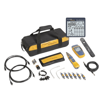 Kit Verificador de Red / Comprobación Voz-Datos-Video / Pantalla LCD Retroiluminada / Detección PoE 90W / Sonda Intellitone Pro 200 / 295 ft (90 m) MS2-KIT FLUKE NETWORKS