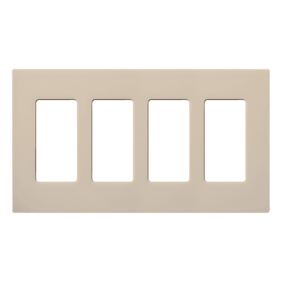 Placa de Pared Decorativa / 4 Espacios / Diseño sin Tornillos Visibles / Acabado Satinado Taupe / Perfil 7.6 mm / Compatible Apertura Designer SC4TP LUTRON ELECTRONICS