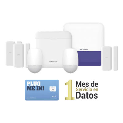 Kit de Alarma Inalámbrica / 48 Zonas / GSM 3G/4G Dual SIM / Wi-Fi 2.4 GHz / 433 MHz / Sirena Exterior / PIR y Contactos Magnéticos DS-PWA48-KSDV2 HIKVISION