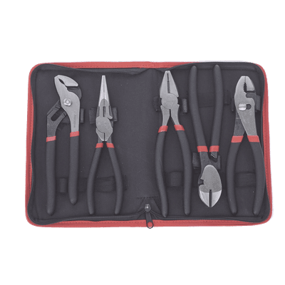 Juego de Pinzas / 5 Piezas / 8" (203.2 mm) / Acero / Mango Antiderrapante / Estuche Plástico PST-H010-03 PRECISION