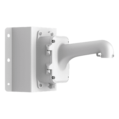 Montaje de Esquina con Caja de Conexión / Compatible Domos PTZ / Aleación de Aluminio y Acero / Carga 10 kg (22 lb) / Adaptador AC 24V 3A / IP para Exterior