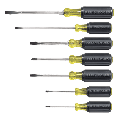 Juego de Desarmadores / Punta Plana, Phillips y Cabinet / 7 Piezas / Mango Acojinado / Cromado Resistente a Corrosión 85076 KLEIN TOOLS