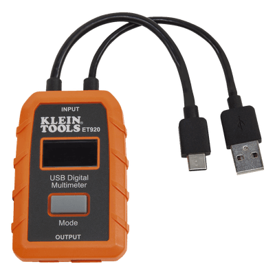 Multímetro Digital USB / Voltaje 3-20 V DC / Corriente hasta 5 A / Registro 1000 Horas / USB-A y USB-C / Resistente a Caídas 2 m (6.6 ft) ET-920 KLEIN TOOLS