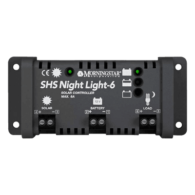 Controlador Solar de Carga y Descarga / PWM 4 Etapas / IP22 / 11.5 VCC Desconexión Bajo Voltaje / Compensación Térmica SHS6NL MORNINGSTAR