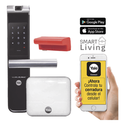 Kit Cerradura Electrónica Inteligente / Apertura por Código, Biometría y Smartphone / 100 Huellas y 100 PINs / Puertas 35-90 mm / Cierre Automático / Wi-Fi MX89367 YALE-ASSA ABLOY