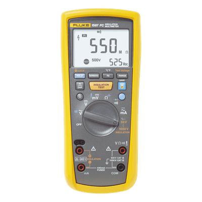 Multímetro de Aislamiento / 0.01 MΩ - 2 GΩ / Prueba 50V - 1000V / True RMS / Detección Automática 600V CA/CC / Memoria Integrada / Compatible con App de Conectividad FLUKE-1587FC/MXBR FLUKE