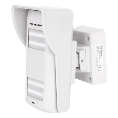Detector Dual-Tech Inalámbrico para Exterior / Microondas + 2 PIR / Inmunidad Mascotas 35 kg / Baterías Litio 3V 4700 mAh / Montaje Ajustable 45° DS-PD2-T12P-WEL/W HIKVISION